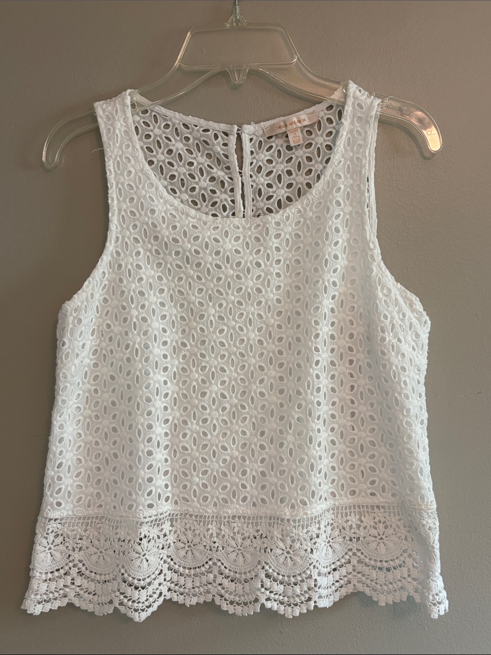 Skies Are Blue White Crochet Lace Tank Top
